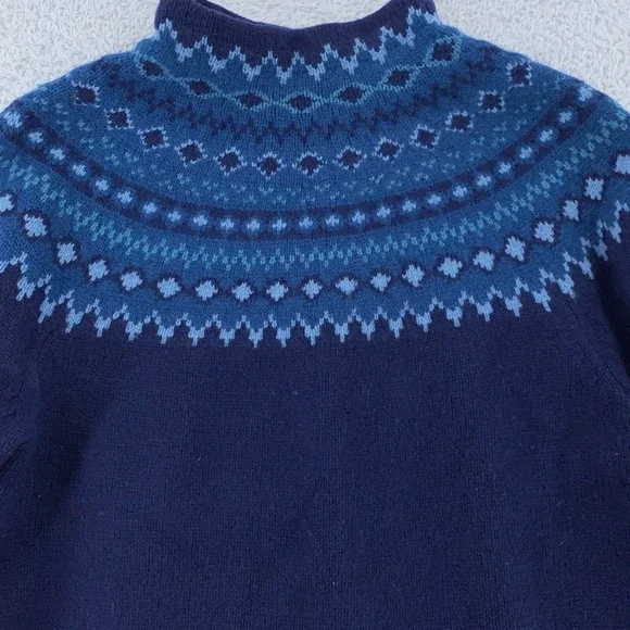 Eddie Bauer Wool Fair Isle‎ Knit Mock Neck Sweater fits XS Pullover Cottagecore - Picture 2 of 7